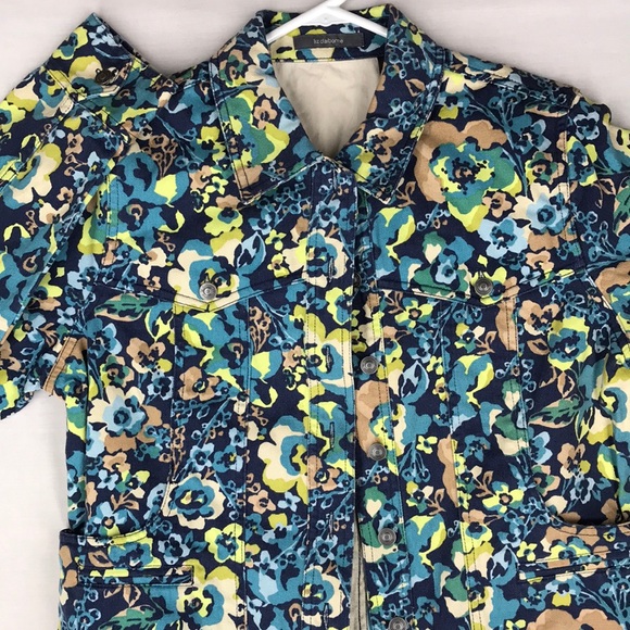 Liz Claiborne floral jean jacket NWT size lg - Picture 1 of 13